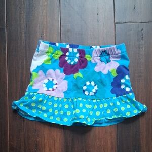 Girls Blue Floral Ruffle Skort